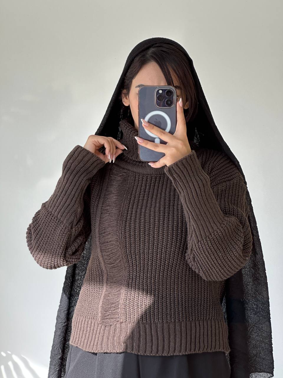 بافت یقه اسکی زاپ دار ترمه